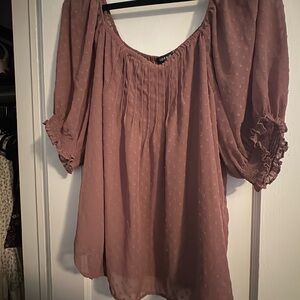 Torrid Mauve Blouse with Textured Puff Sleeves